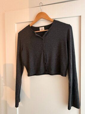 Leset Lauren Crop Grey Cardigan, Size: M